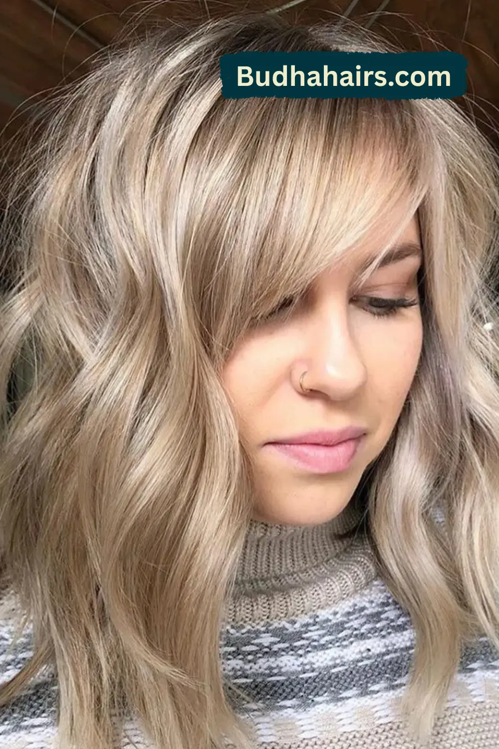 Elegant Curled Side-Parted Bangs