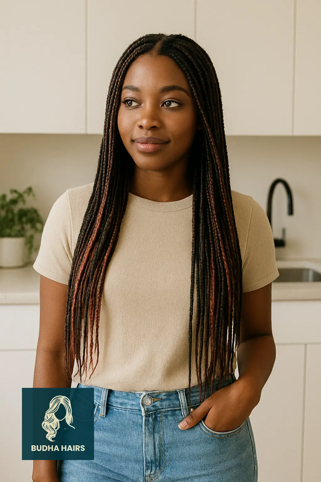 Long Braids with Delicate Pink Accents