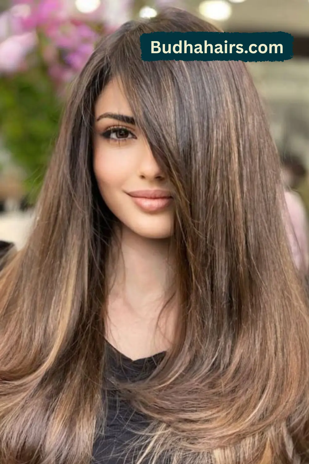 Long Layered Ombre Hair with Eye-Covering Bangs