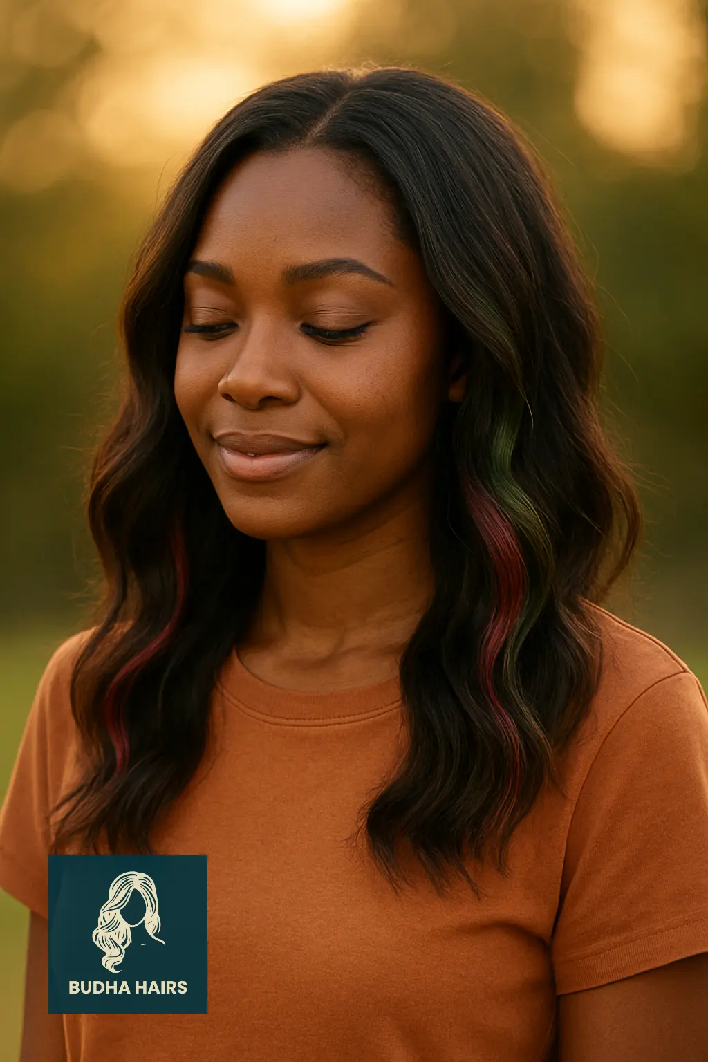 Loose Waves with a Splash of Pink and Green