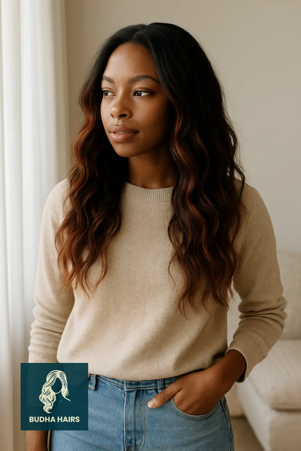 Natural Waves Featuring Subtle Red Highlights