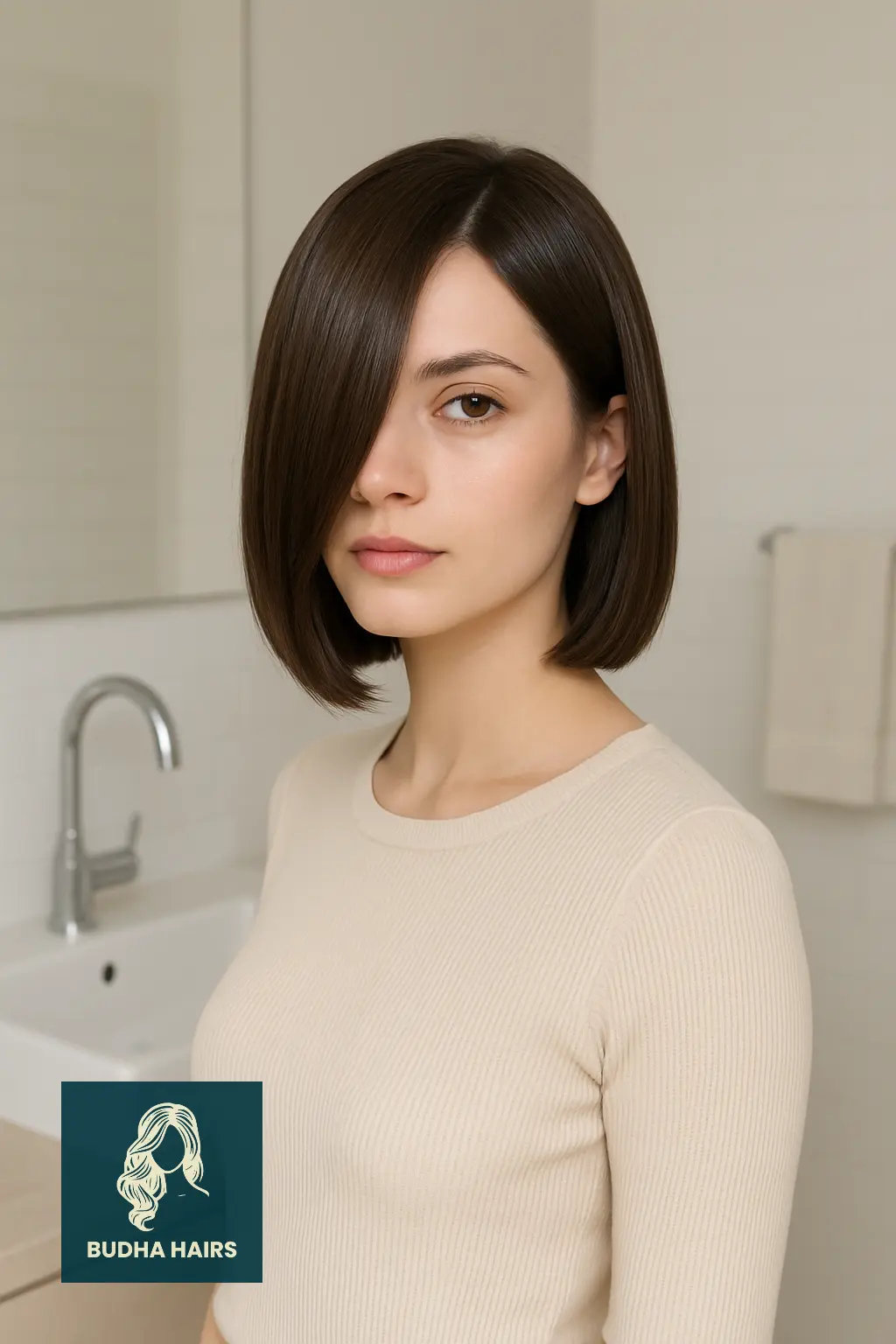 Sleek Bob with Defined Side Part and Bangs