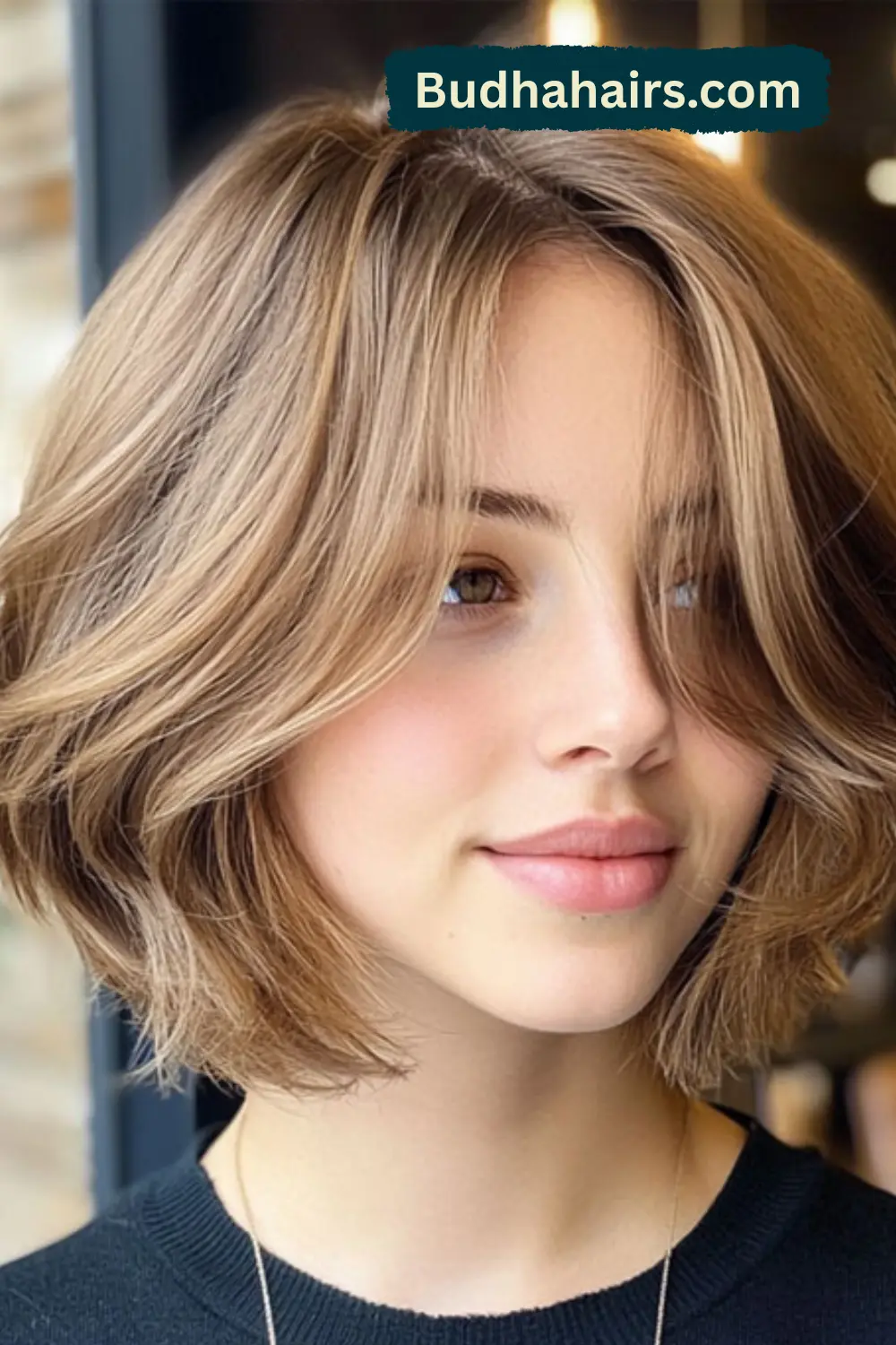 Textured Wavy Bob with Soft Bangs