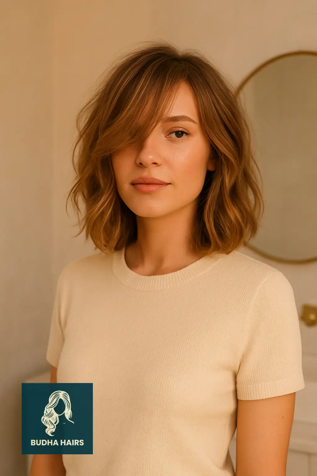 Textured Wavy Bob with Soft Bangs