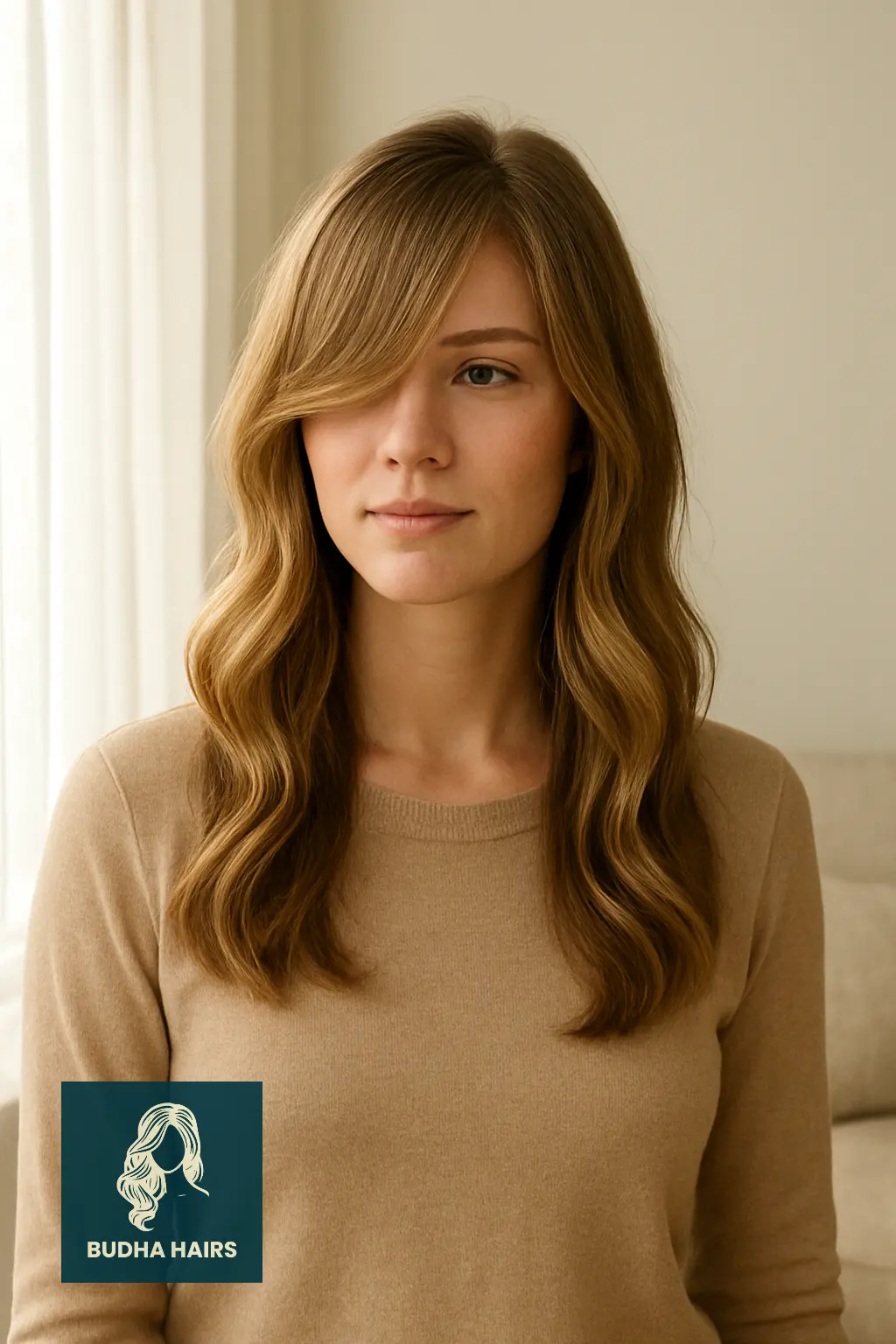 Side-Swept Long Bangs for a Feminine Touch
