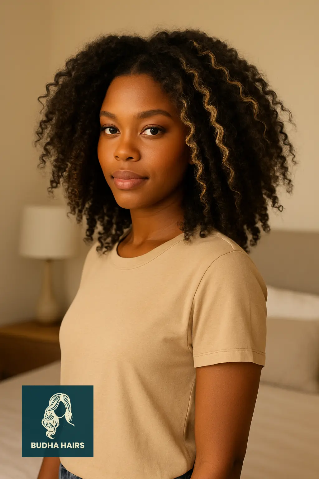 Voluminous Curls with Hidden Blonde Peekaboo Highlights