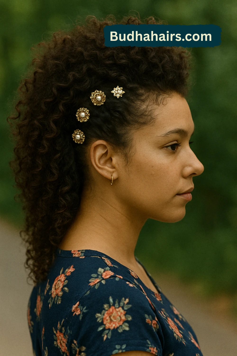 Curly Undercut with Decorative Hair Accessories