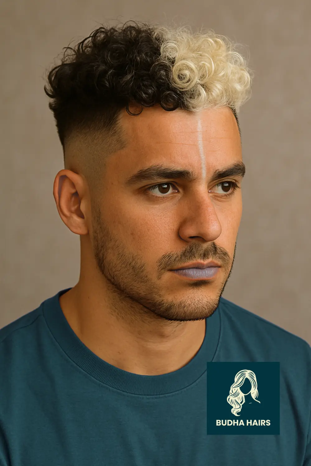 Curly Undercut with Split Contrast