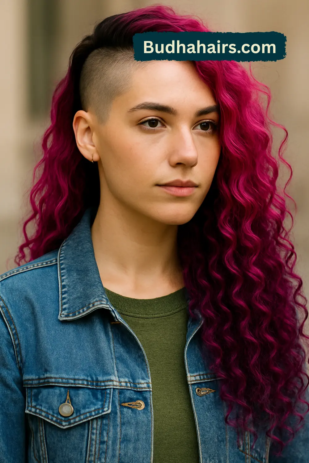 Gradient Colored Hair with Half-Dyed Undercut