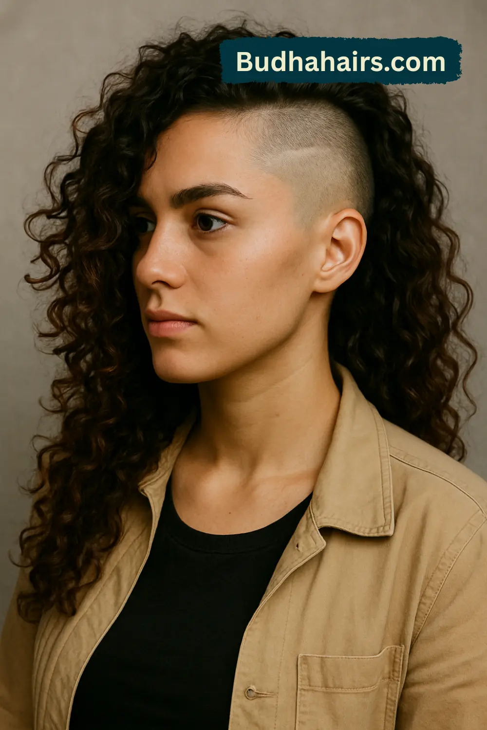 High Contrast Undercut with Long Curls