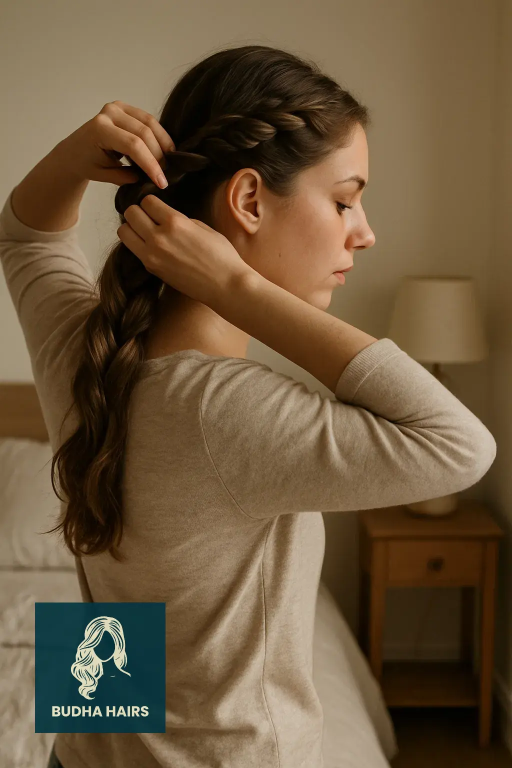 Loose Half-Braided Low Ponytail