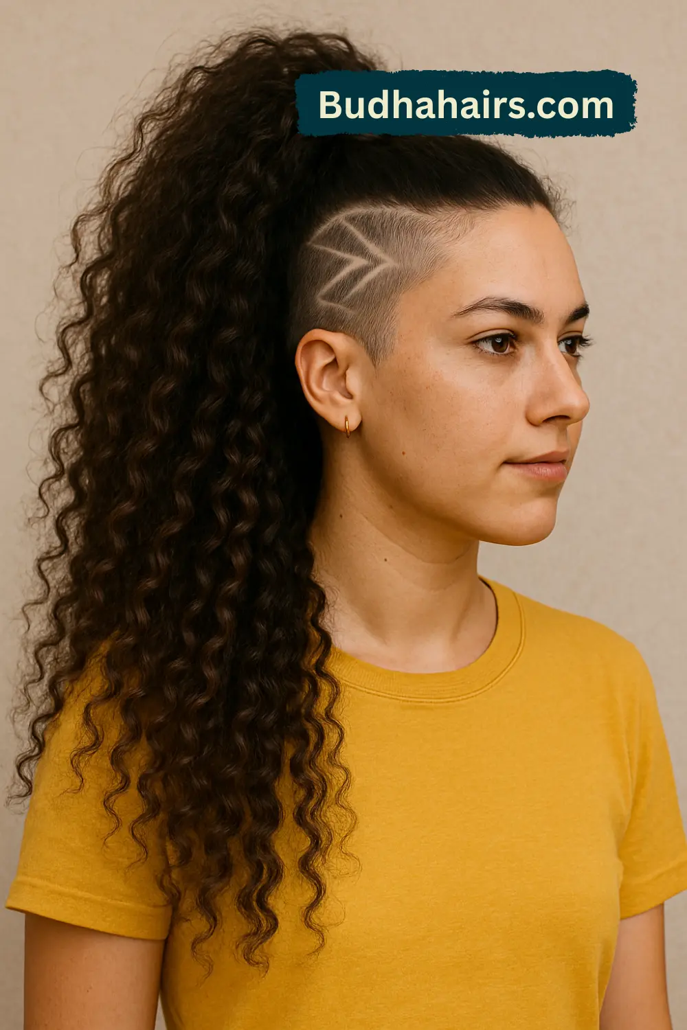 Shaved Patterns with Long Curly Hair