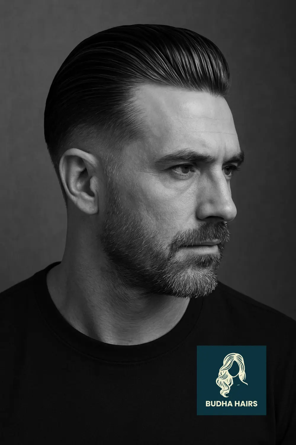 Slicked Back Fade with Monochrome Shine
