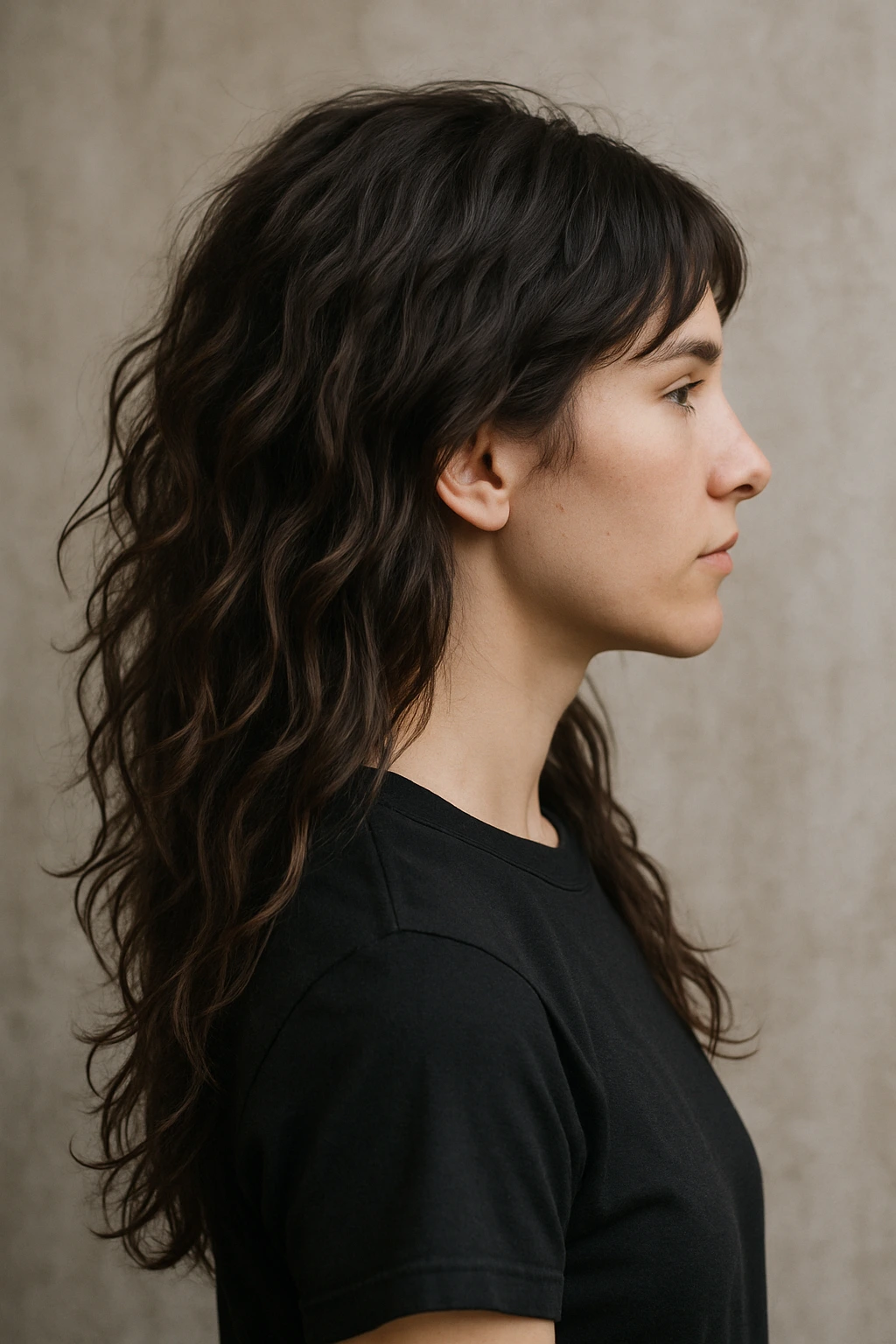 Long Textured Waves with Nape Undercut