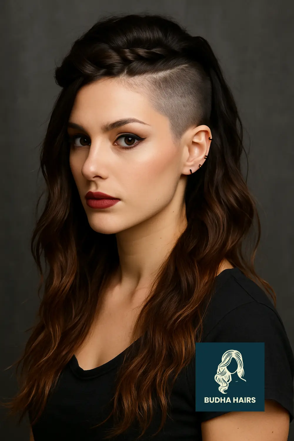 Twisted Half-Updo with Edgy Shaved Side