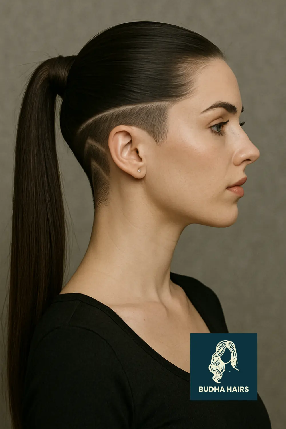Zigzag Shave with Sleek Ponytail Wrap