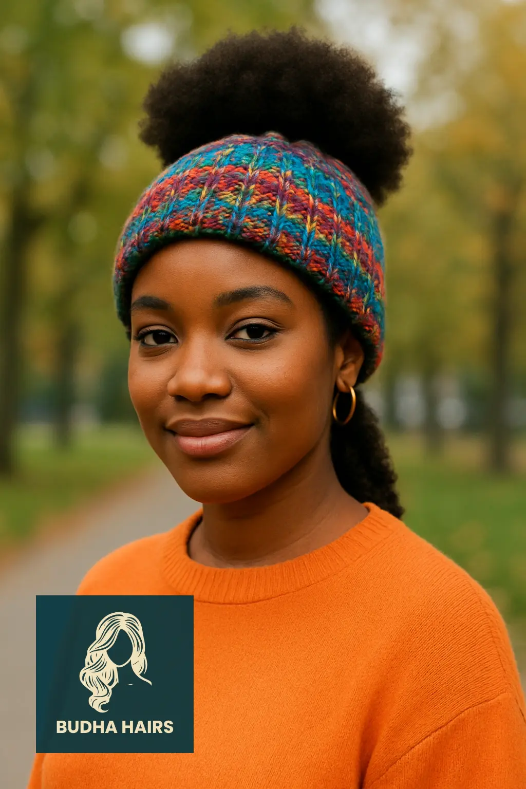 Afro Puff with Colorful Beanie
