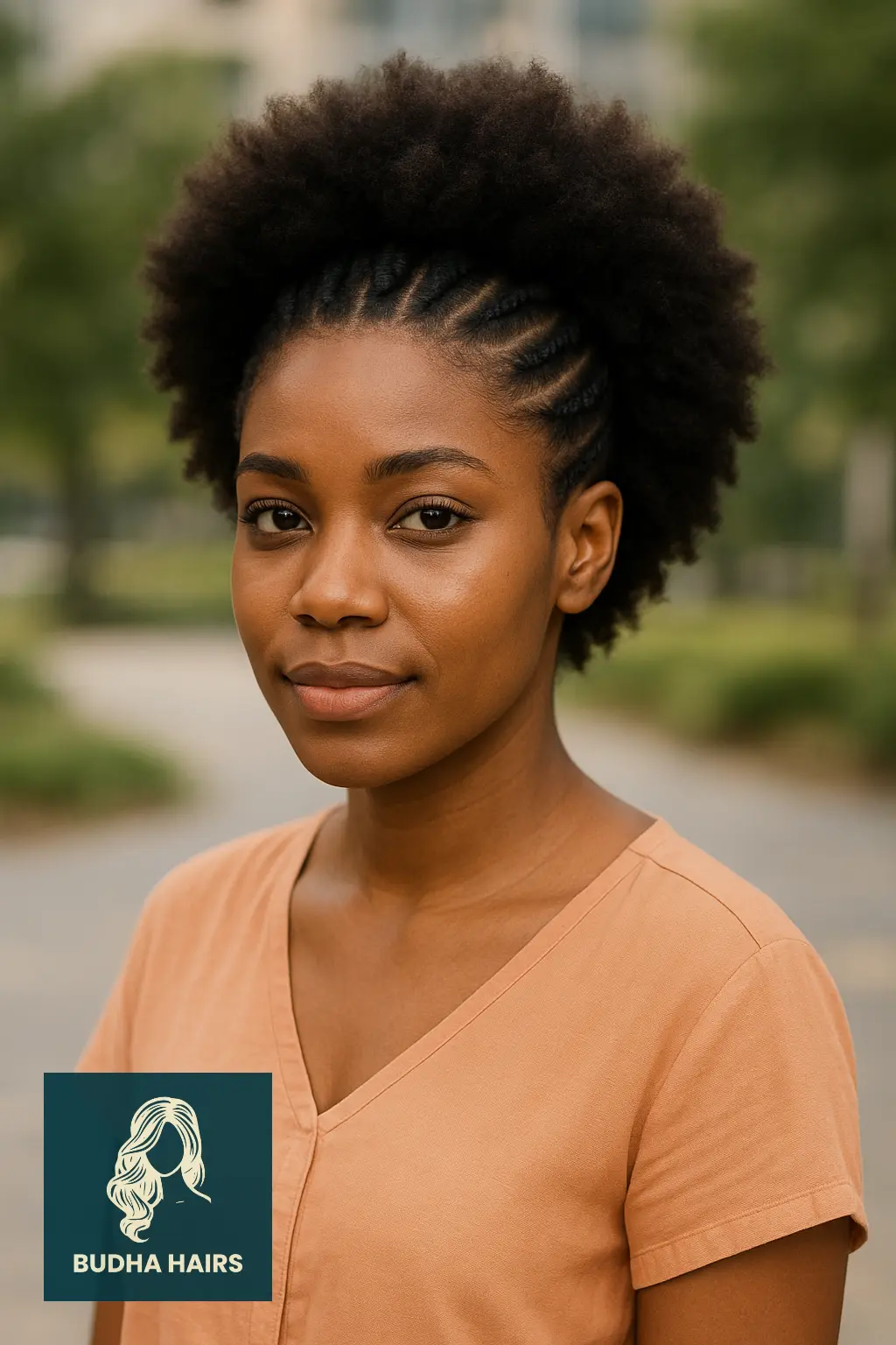 30 Stunning Awkward Length 4C Hairstyles to Try in 2025 26 Afro with Patterned Cornrow Sides