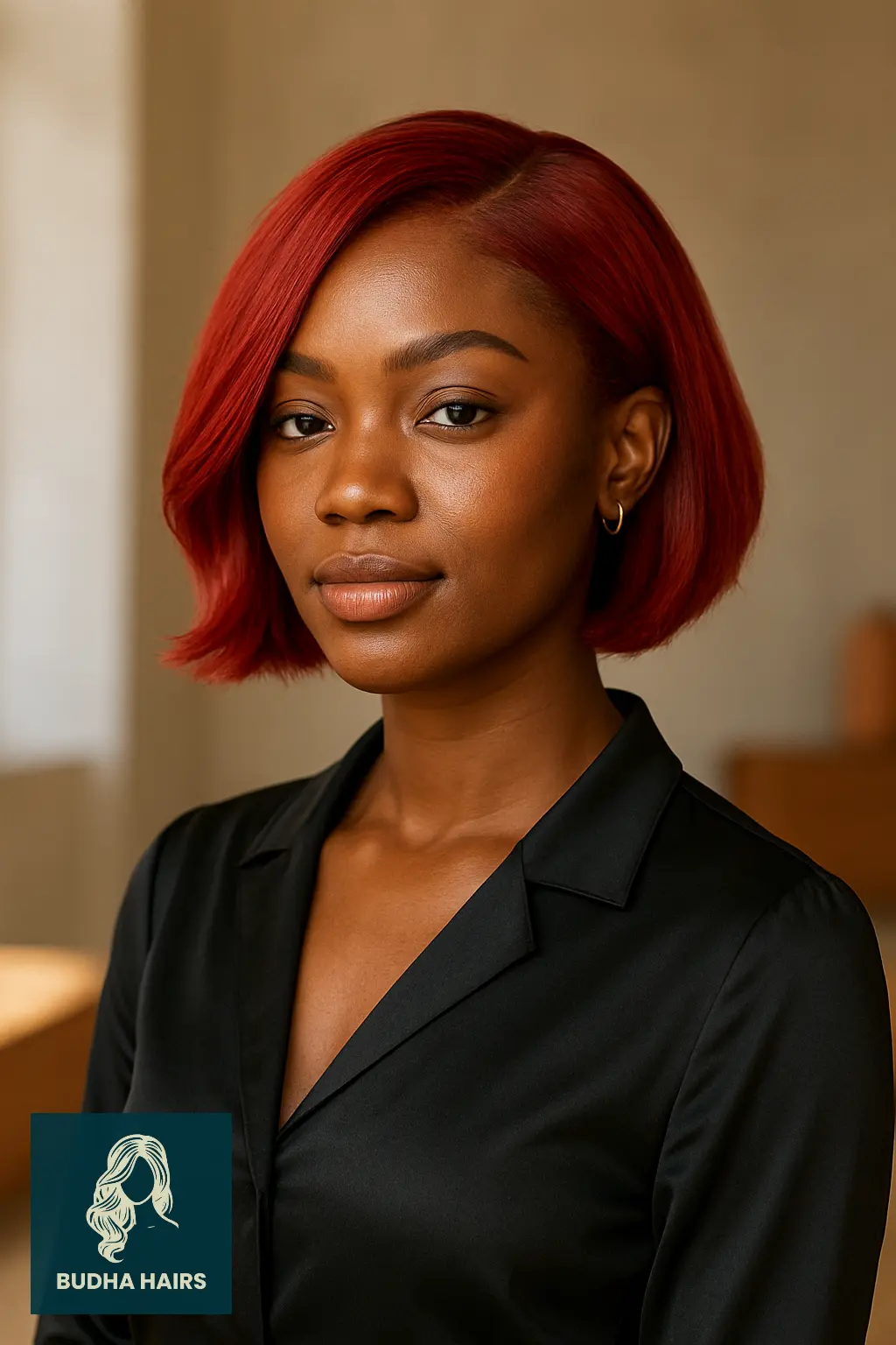 Angled Red Bob with Side Part
