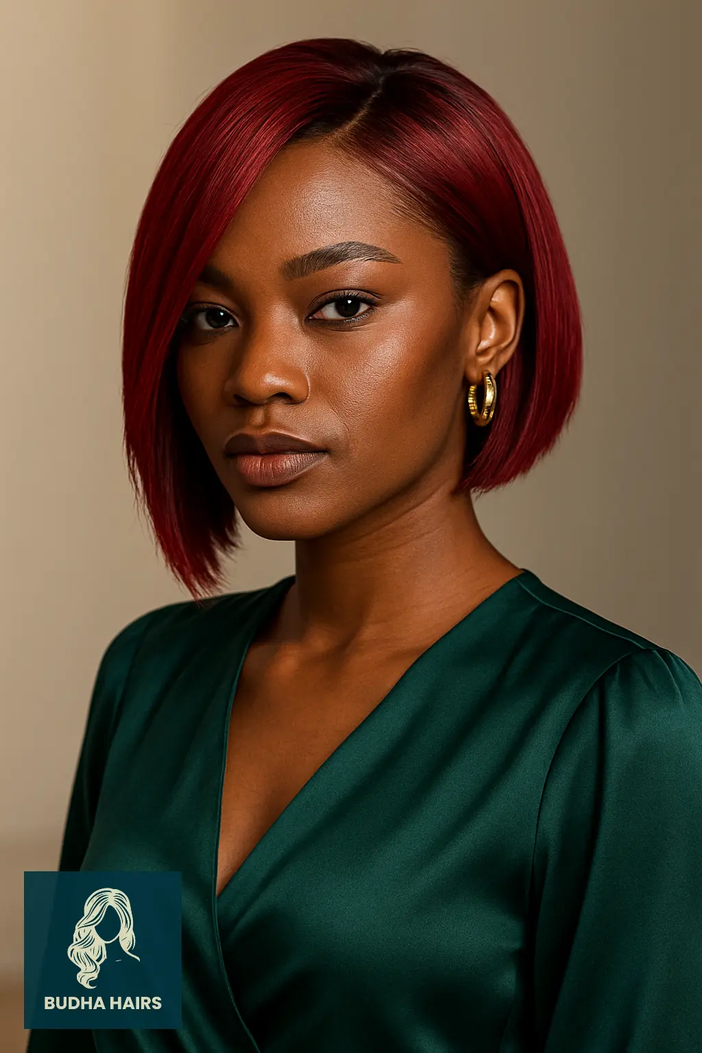Asymmetrical Red Bob with Bold Flair