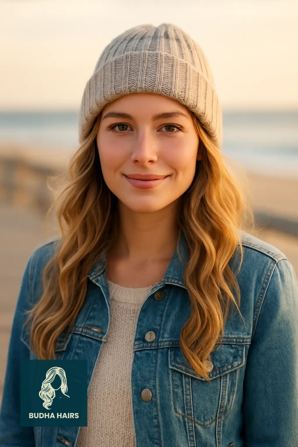 Beanie with Loose Beach Waves