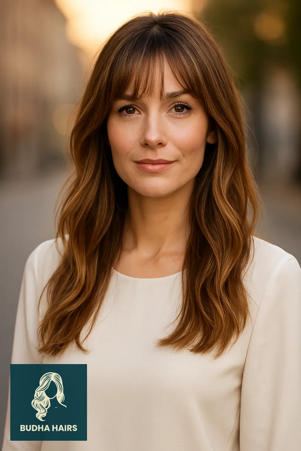 Bottleneck Bangs with Highlighted Long Hair