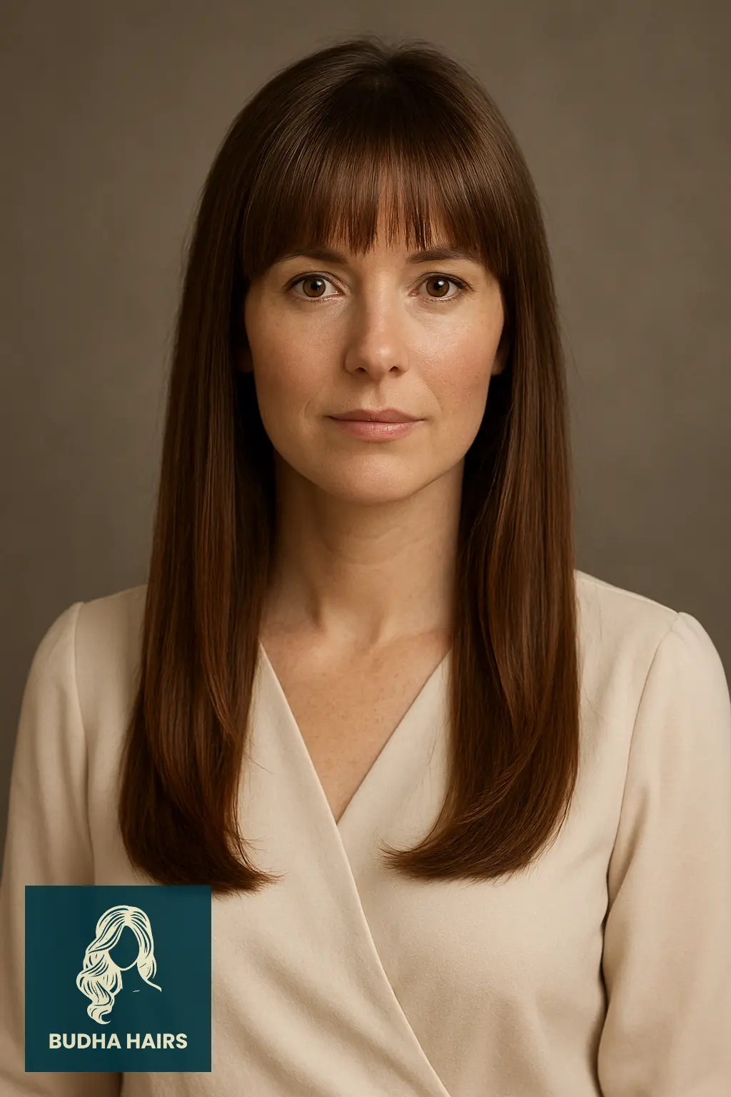 Bottleneck Bangs with Long Straight Cut