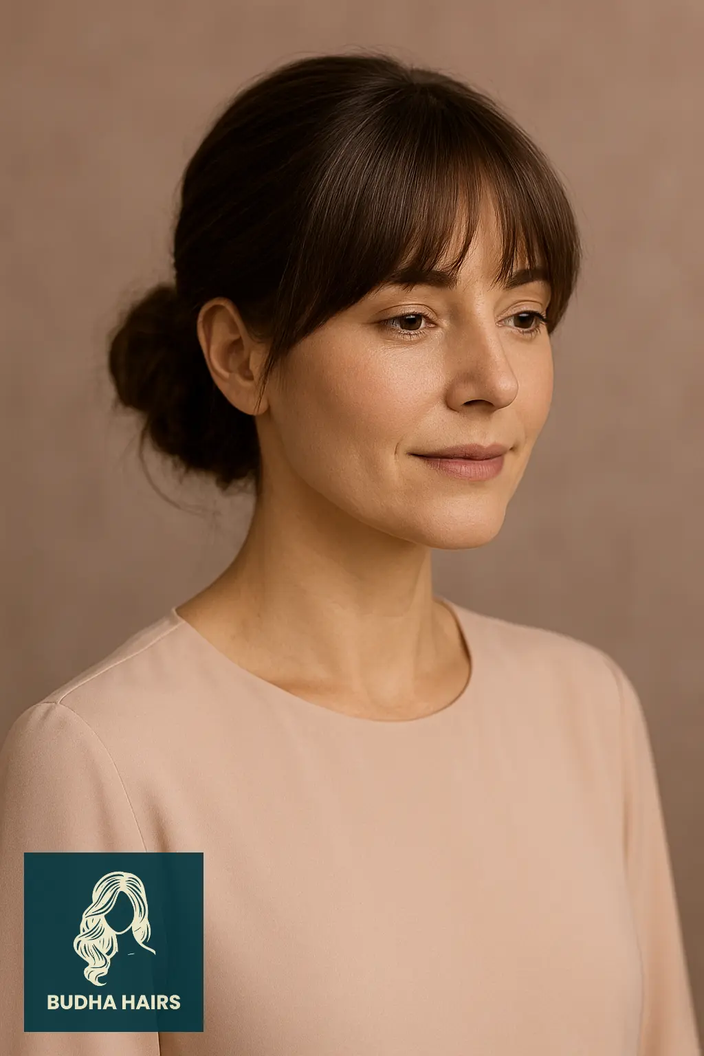 Bottleneck Bangs with Low Loose Bun