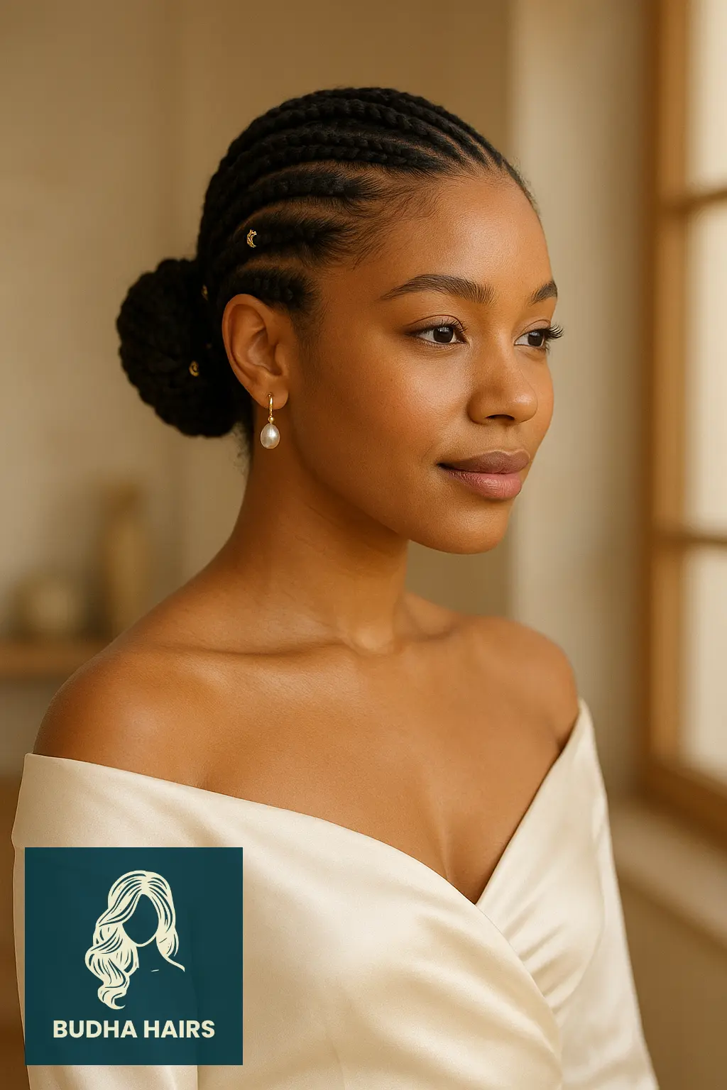 30 Beautiful Protective Hairstyles for Curly Hair 16 Braided Bun with Decorative Details