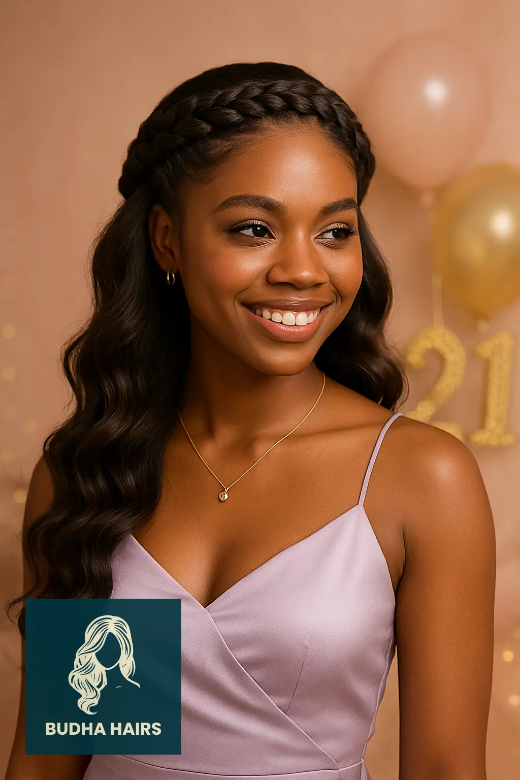 Braided Crown with Loose Curls