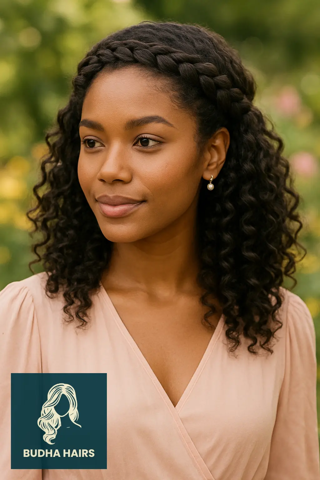 30 Beautiful Protective Hairstyles for Curly Hair 28 Braided Crown with Loose Curls