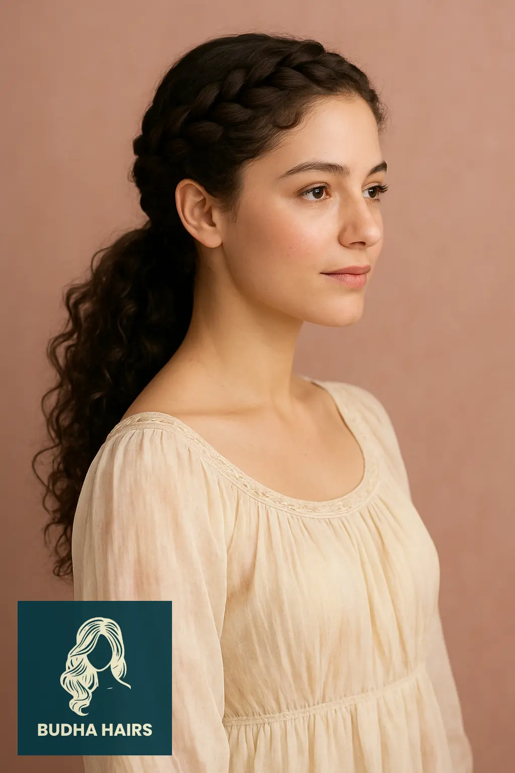 30 Protective Hairstyles for 3a Hair to Keep Your Curls Healthy and Stylish 14 Braided Crown with Loose Ponytail