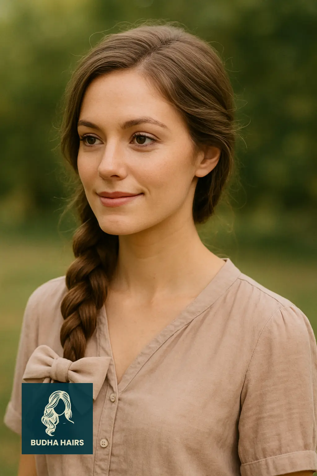 Braided Side Ponytail with Fabric Bow