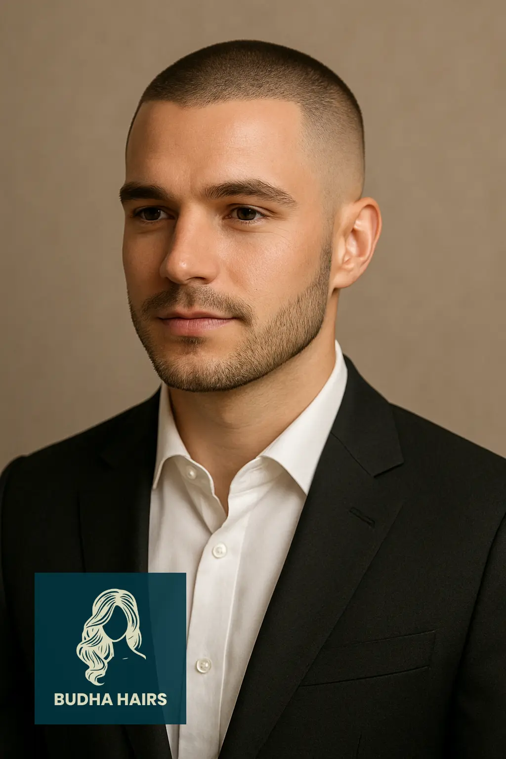 Buzz Cut with Clean Beard Line