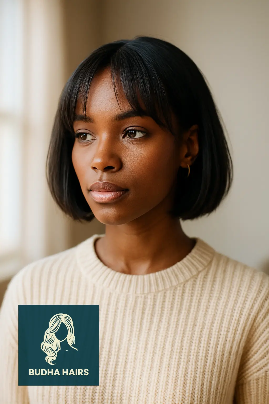 Chin-Length Bob with Curtain Bangs