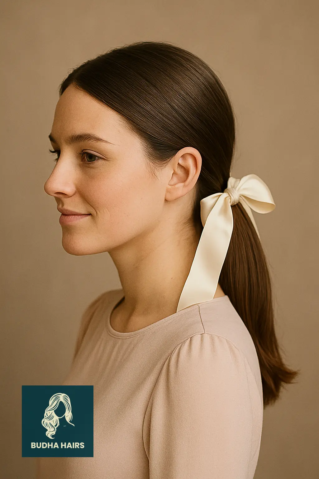 Classic Low Ponytail with Ribbon Bow
