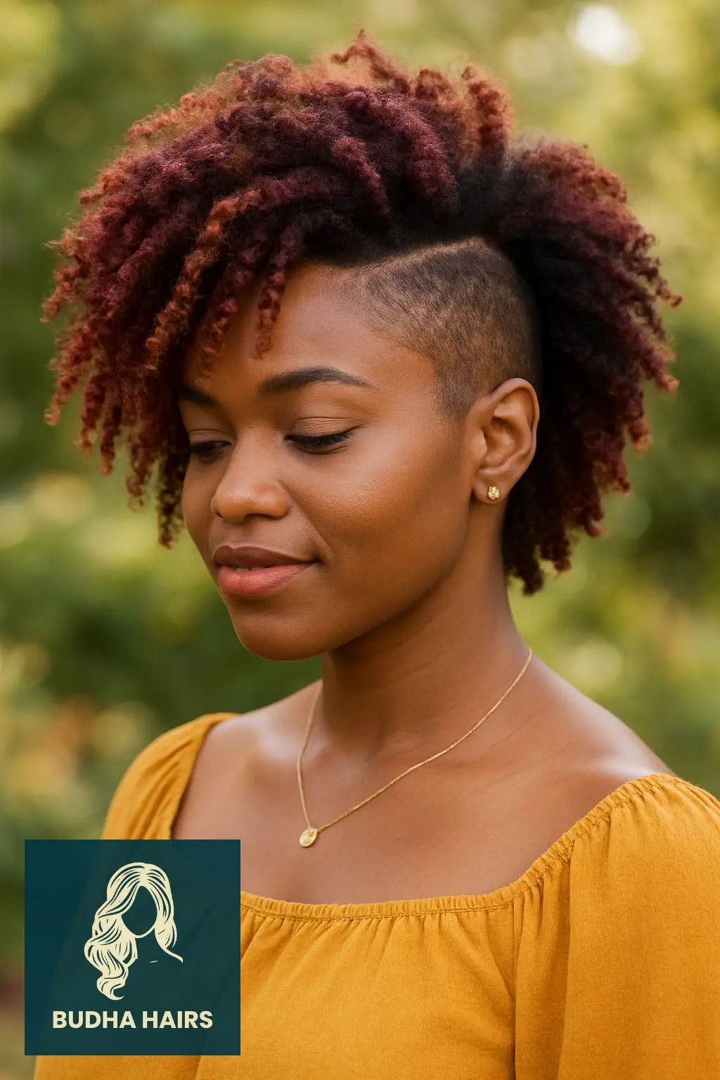 30 Bold One Side Shaved Hairstyles for Black Women 12 Colored Curls with Shaved Undercut