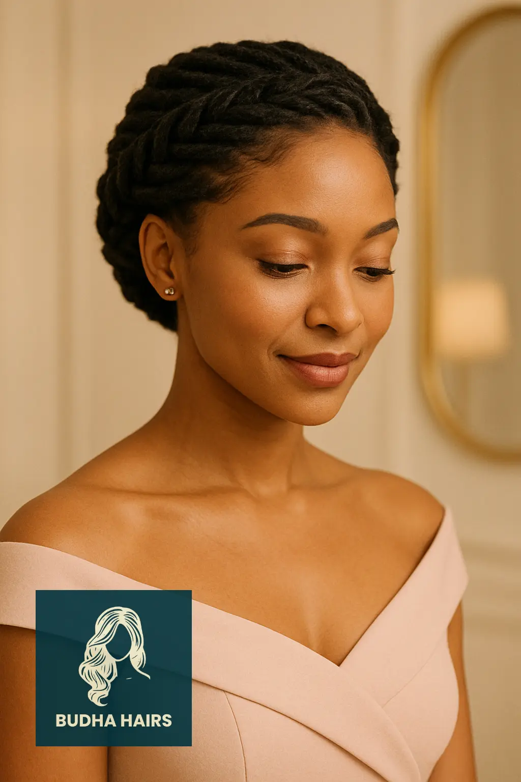 25 Stunning Short Invisible Locs Hairstyles for a Stylish and Natural Look 13 Crown Braid with Short Invisible Locs