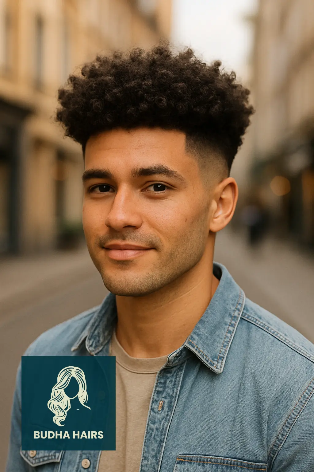Curly Afro with High Fade