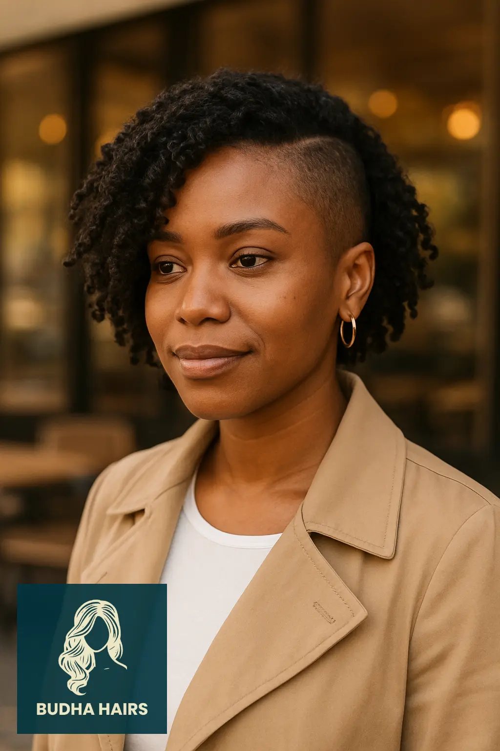 30 Bold One Side Shaved Hairstyles for Black Women 17 Curly Bob with Shaved Side