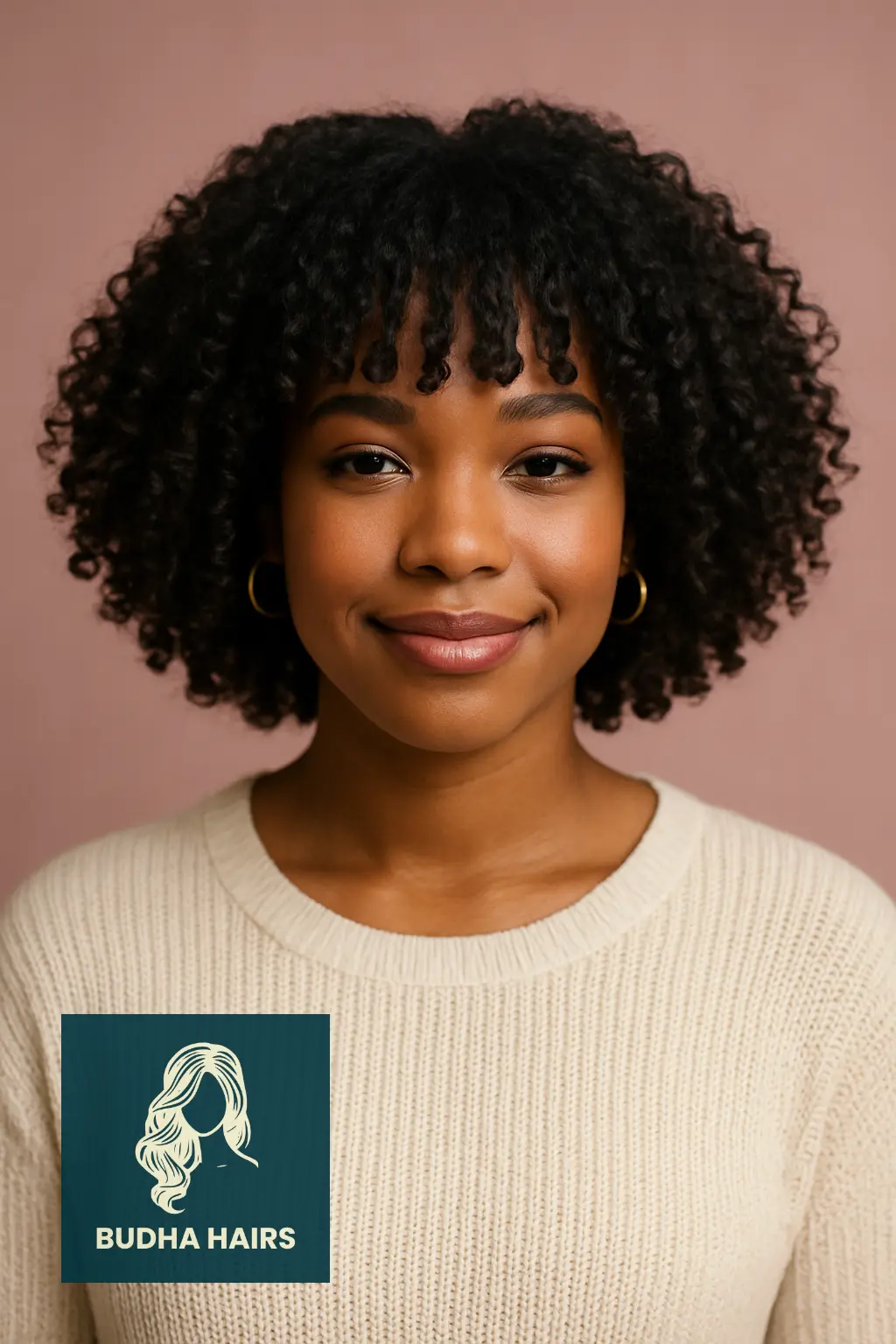 Curly Bob with Short Blunt Bangs