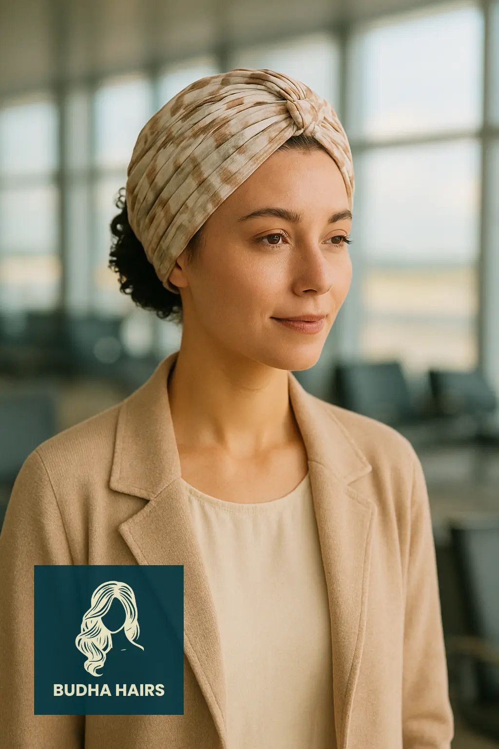 Curly Hair Wrapped in a Turban