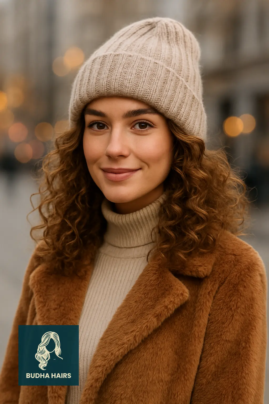 Curly Hair with Oversized Beanie