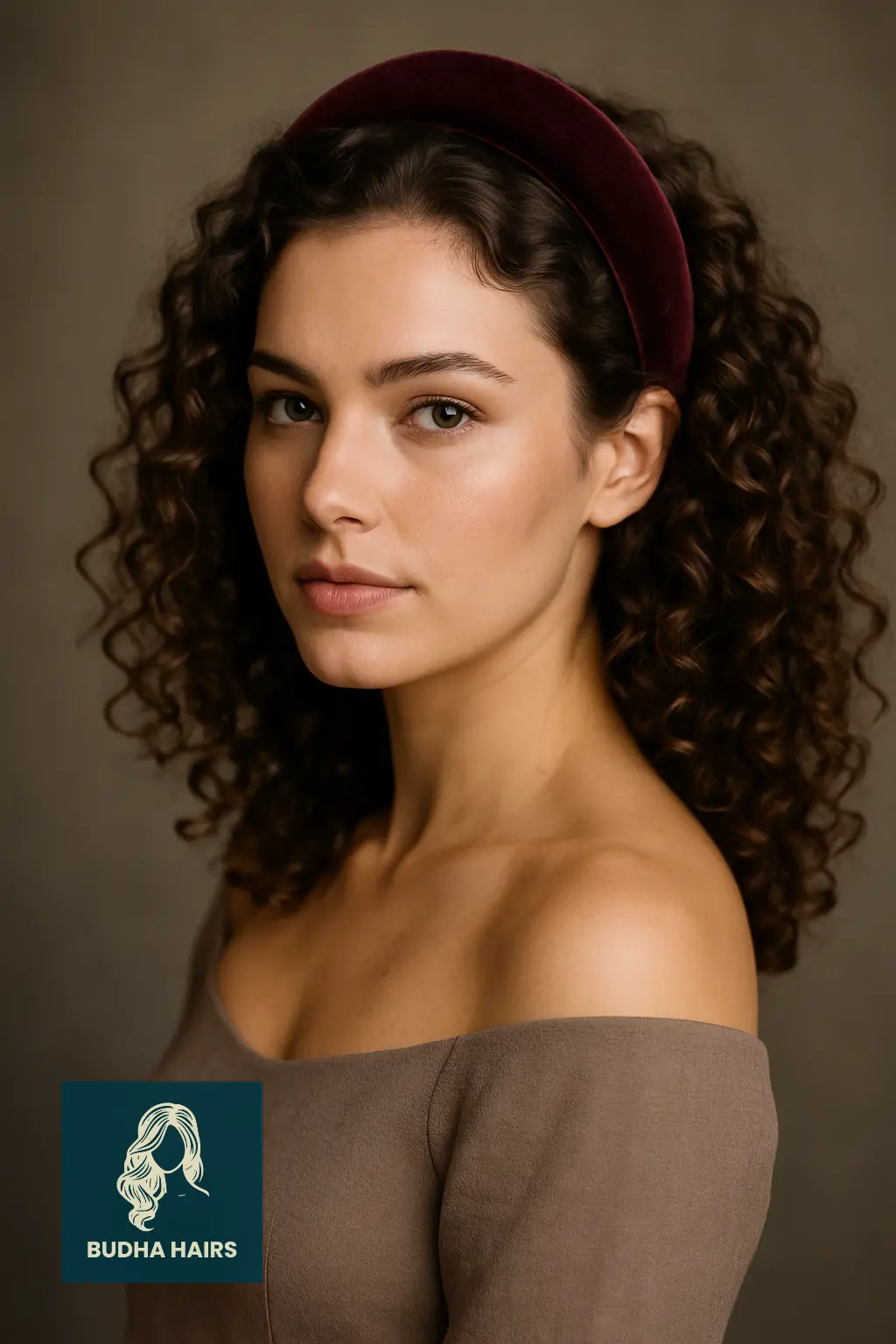 Curly Hair with Thick Velvet Headband