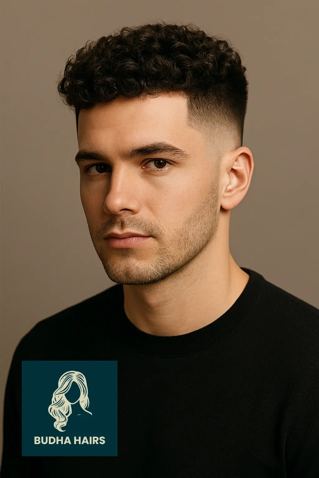 Curly High Fade with Sharp Line-Up