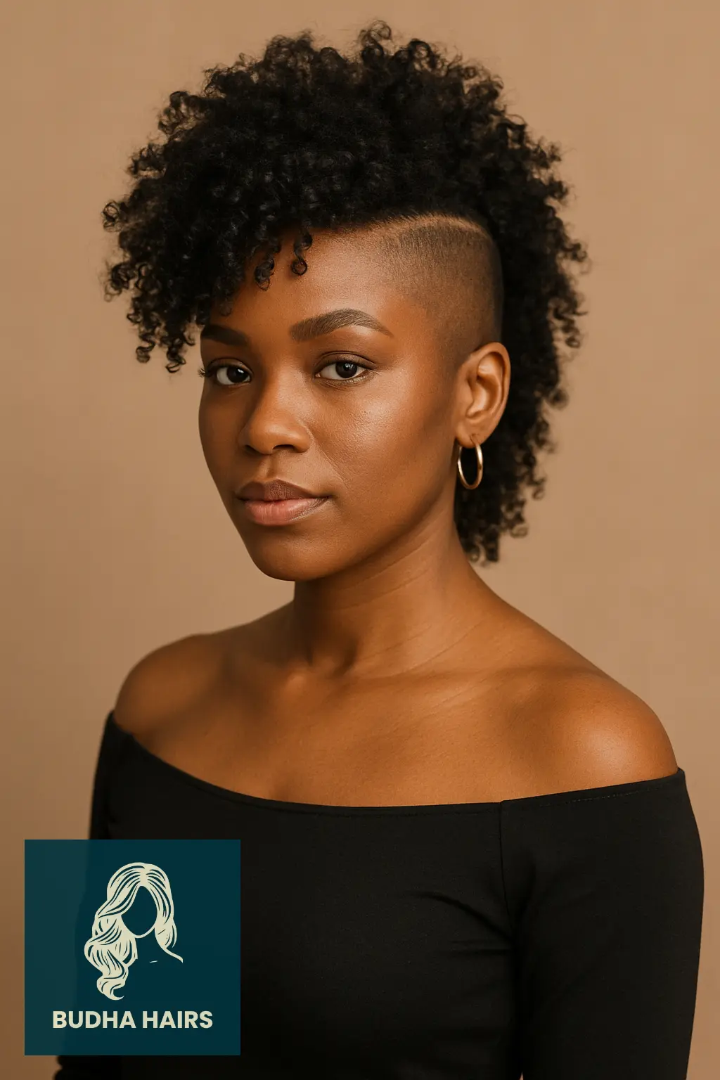 30 Bold One Side Shaved Hairstyles for Black Women 27 Curly Mohawk with Shaved Detail