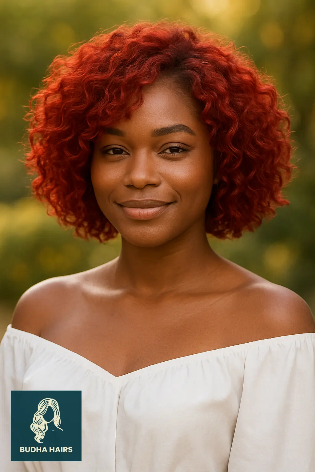 Curly Red Bob with Layered Volume