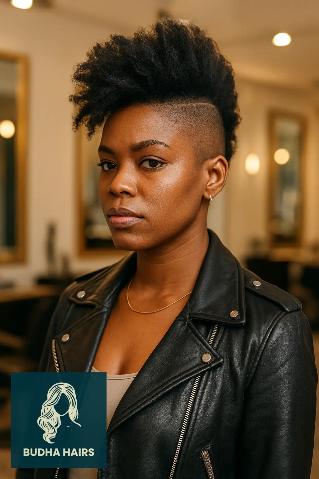 30 Bold One Side Shaved Hairstyles for Black Women 11 Faux Hawk with Shaved Side