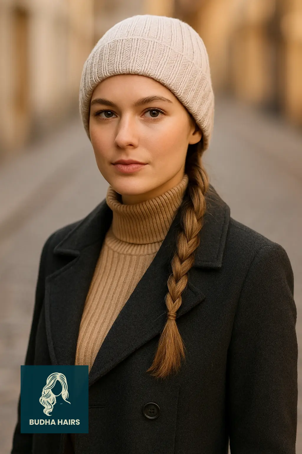 French Braid with Cozy Beanie