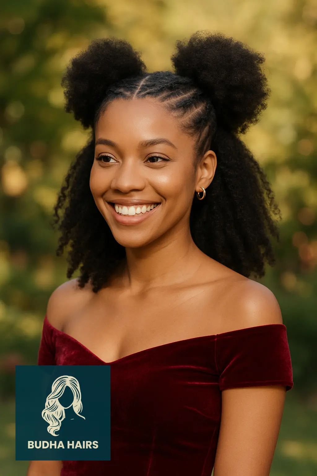 Half-Up Afro Puffs with Braids